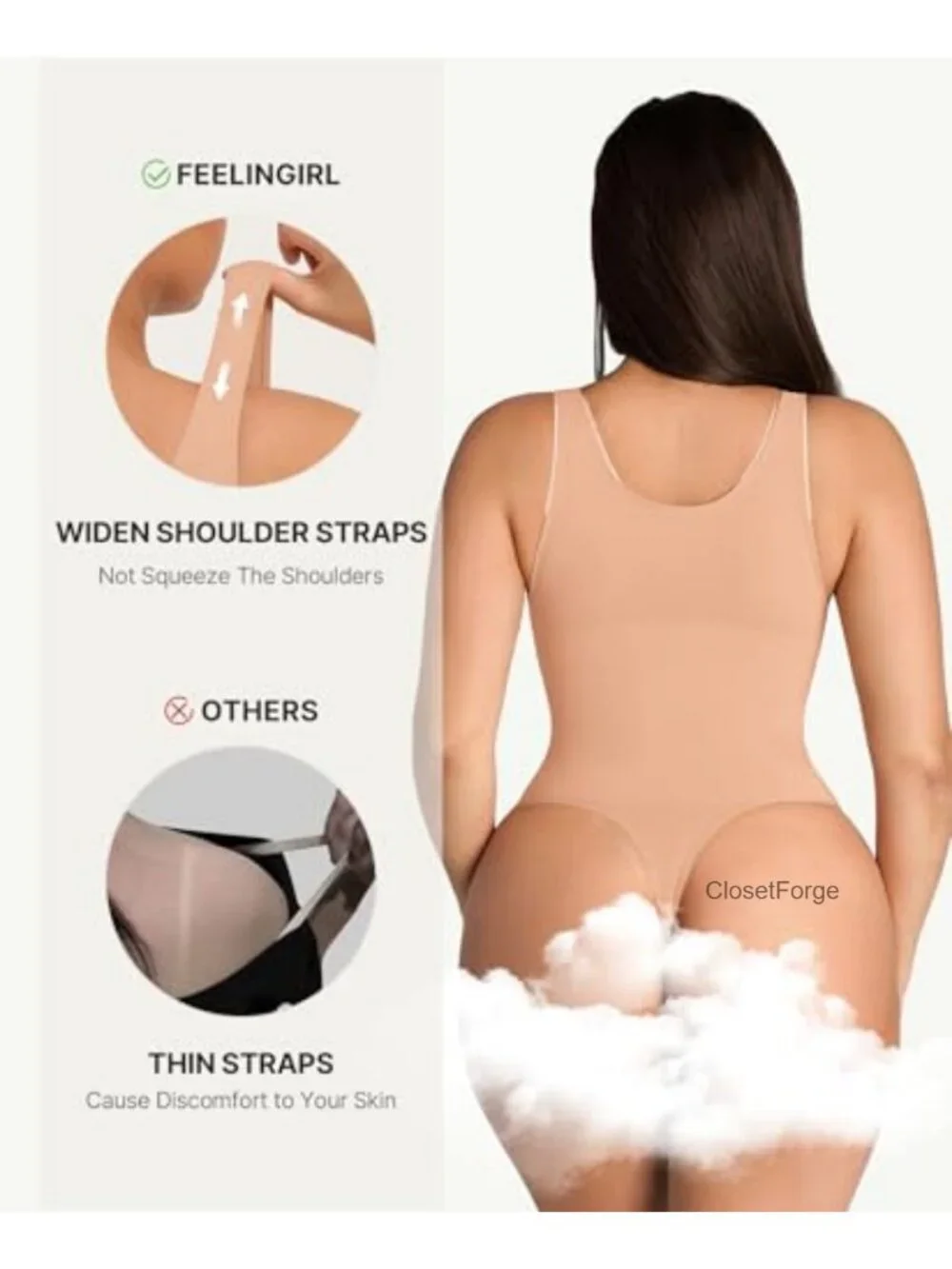 Seamless Shapewear Bodysuit Tummy Control V Neck Compression Jumpsuit